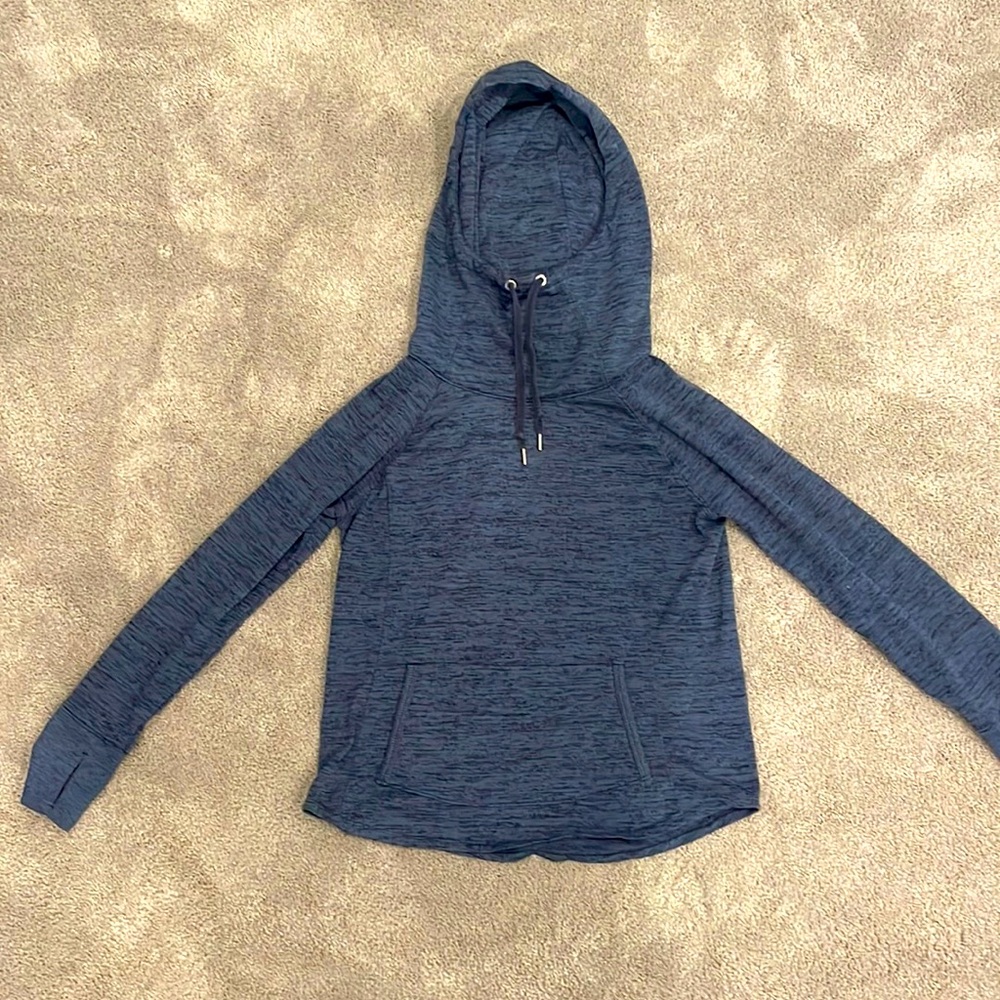 Athleta sweatshirt with hood. Color: navy. Size: medium.